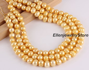 Collana In Oro Con Perle D'acqua Dolce Da 11-12 Mm, Perle Coltivate D'acqua Dolce Di Grado AAA Con Chiusura In Oro Massiccio 14 Carati, Collana Di Perle Fini E Oro - Foto 3