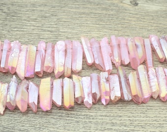 25-40 mm 未ドリル ピンク オーラ クォーツ ポイント フクシア