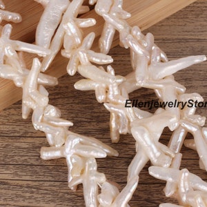 Natural White Cross Baroque Freshwater Pearl Strands, Loose Irregular Pearls Beads for Jewelry Making