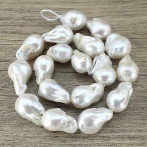 14-16x22-26mm Genuine Natural White Freshwater Pearls,Large Flameball Baroque Pearl,DIY Pearl Necklace/Bracelet/Earrings Gift,Jewelry Making