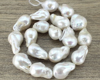 14-16x22-26mm véritables perles d'eau douce naturelles AAA grandes boules de flammes baroques, perles bricolage collier bracelet boucles d'oreilles fabrication de bijoux