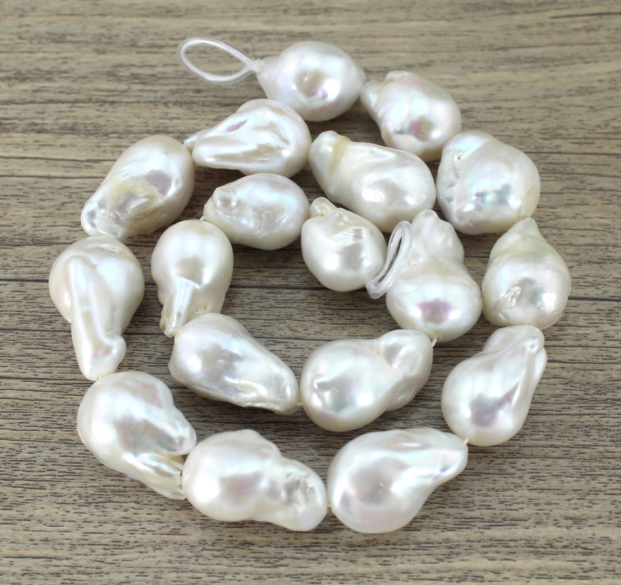 14-16x22-26mm Genuine Natural White Freshwater Pearls,Large Flameball Baroque Pearl,DIY Pearl Necklace/Bracelet/Earrings Gift,Jewelry Making