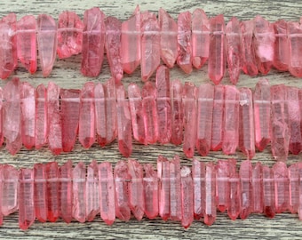 4-6x15-35MM Quartz Crystal Points,Top Drilled Crystal,Quartz Stick Spike Point Beads,Crystals Supply for Jewelry Making, DIY Crystal Jewelry