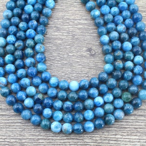 8mm Blue Apatite Beads,Natural Apatite Beads,High Quality Round Gemstone Bead,Loose Gemstone Beads,Blue Beads for DIY Jewelry,Jewelry Making
