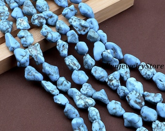 Irregular Turquoise Nugget Beads, Blue Gemstone Beads for Boho Jewelry Making