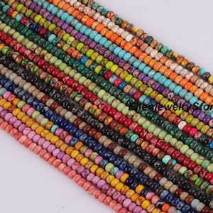 3x4x4mm Colorful Natural Imperial Jasper Bead,Loose Rondelle Gemstone Beads,Cute Smooth Loose Bead,DIY Jewelry,Gift,Wholesale Gemstone-DH002