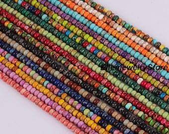 Koraliki z naturalnego jaspisu cesarskiego 3x4x4 mm, wysokopolerowane luźne koraliki rondelle, biżuteria DIY, hurtowe kamienie szlachetne - DH002