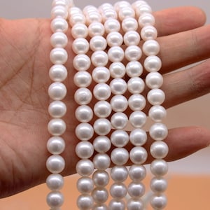 8-9mm AAA Beautiful Natural White Freshwater Pearls,Loose Round Lustrous Pearls Strand Supply,Pearl for Jewelry Making,Bulk Wholesale Pearls