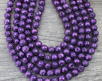 Perles De Lave Volcanque Nor 6,8ou 10 Mm - Etsy France