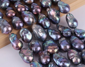15-17x22-27mm AAA Beautiful Rainbow Black Baroque Pearl,Irregular Natural Freshwater Pearl, High Luster,Good Quality,Jewelry Making-YHZ003-3