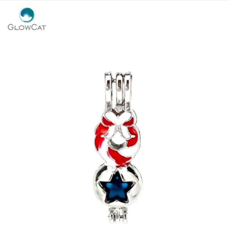 1 PCS Colorful Christmas Cage Pendant,Locket Charms,Colorful Christmas Pearl Cage White and Red Boots Socks Cage Christmas Beautiful Gifts,