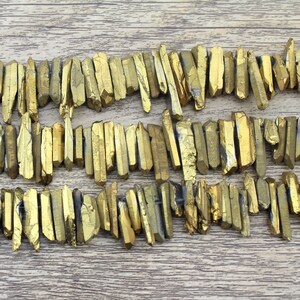 4-6x15-35MM Gold Quartz Point Beads,Quartz Spike Crystal Points,Top Drilled Quartz Point Supply,Jewelry Making,DIY Jewlery,Wholesale Quartz