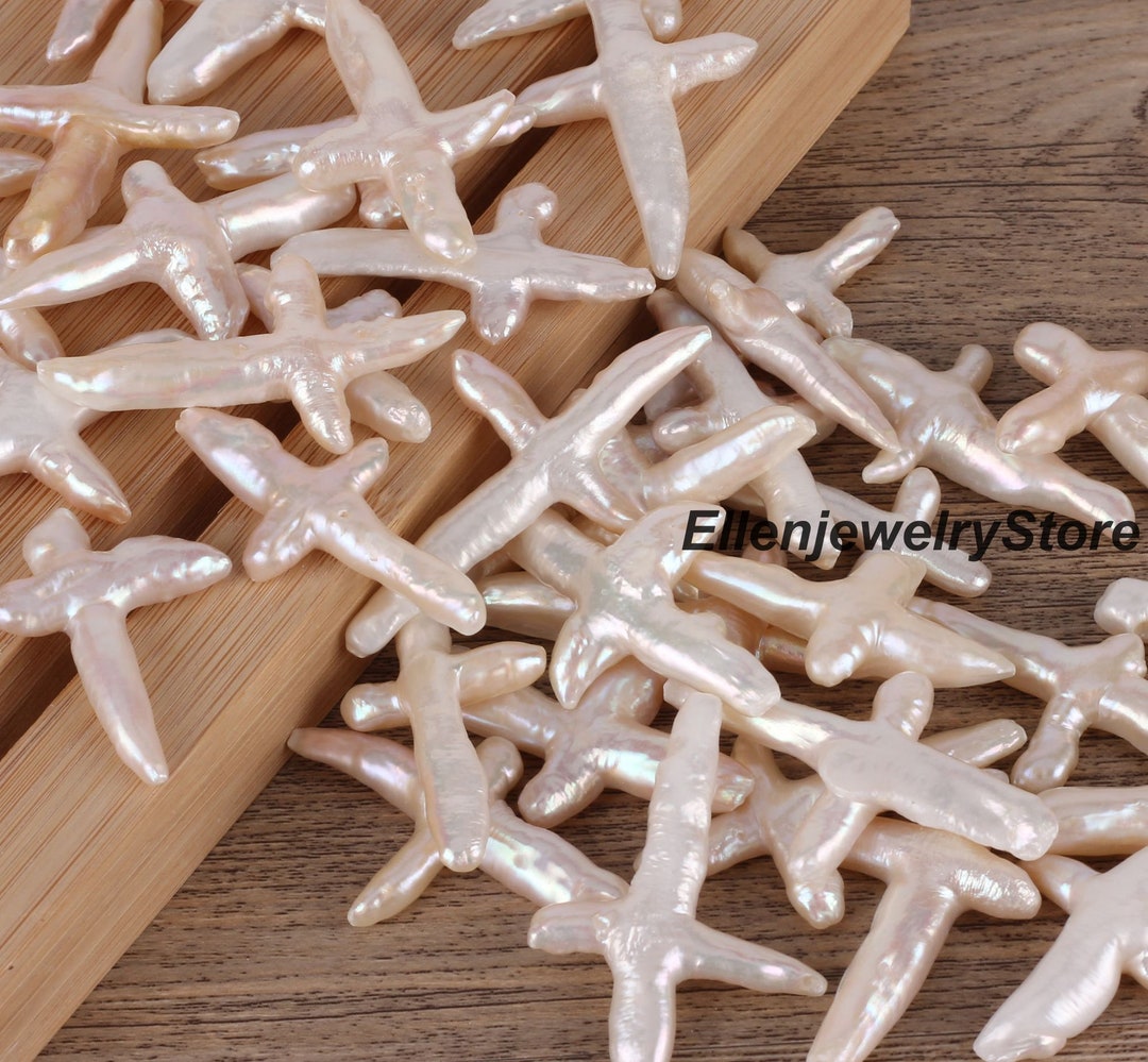AAA Quality High Luster Natural White Cross Shape Freshwater