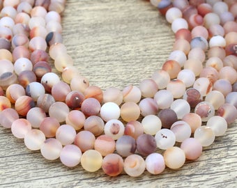 Montana Agate,Matte Beads,8mm Beads,Frosted Beads,Agate Beads,Multicolor Beads,Light Pink Beads,Frosted White Gemstone Beads,Handmade supply