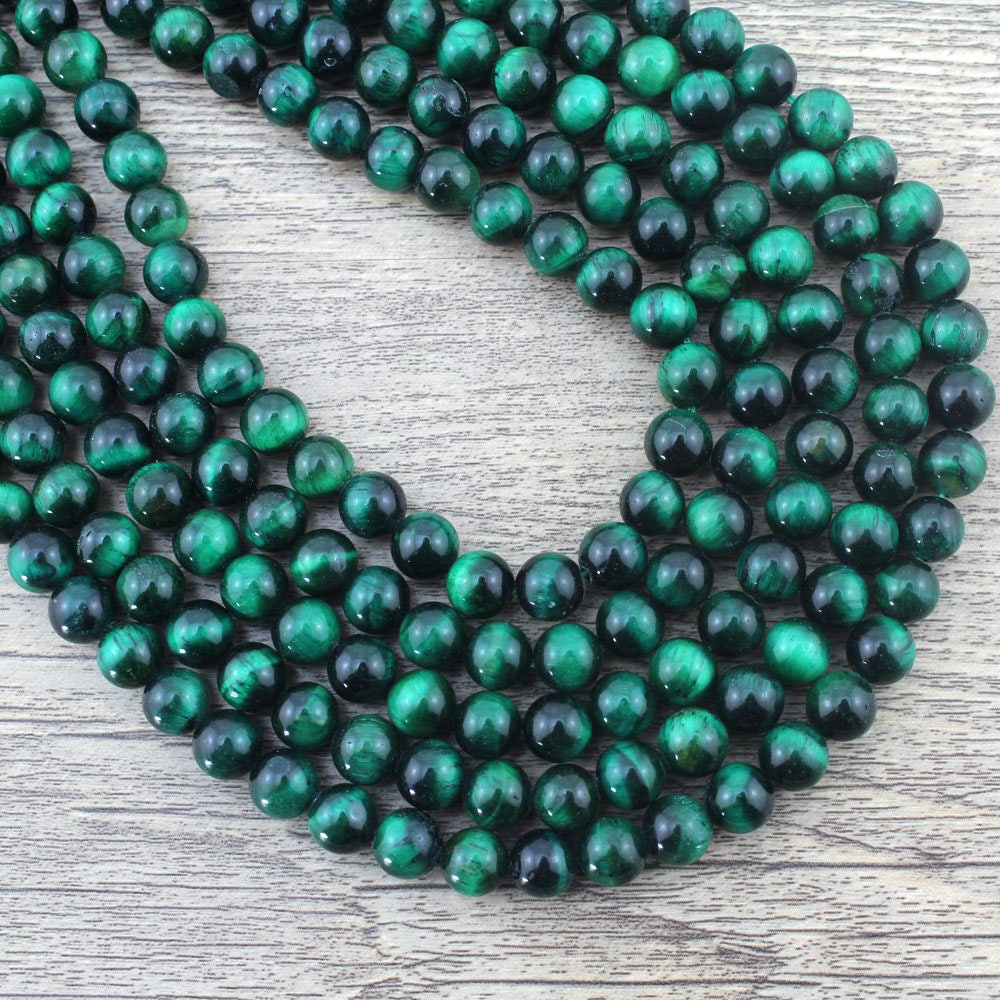 Green Tiger Eye Beads,round Tiger Eye Beads,hunter Green Gemstone