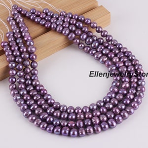 8-9mm Dark Purple Round Freshwater Pearl Beads,Potato Pearls Supply,Dark Purple Color Genuine Baroque Freshwater Pearls,50 Pieces-BHY005-11