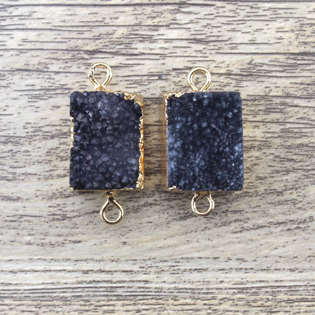 1PCS Gold Plated Edge Rectangle Shape Pendent, Natural Druzy Geode ...