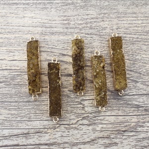 10x40mm Titanium Brown Druzy Connector,Gold Plated Crystal Connector,Loose Agate Connector Supply,Wholesale Quartz Connector,DIY Gift-NR079