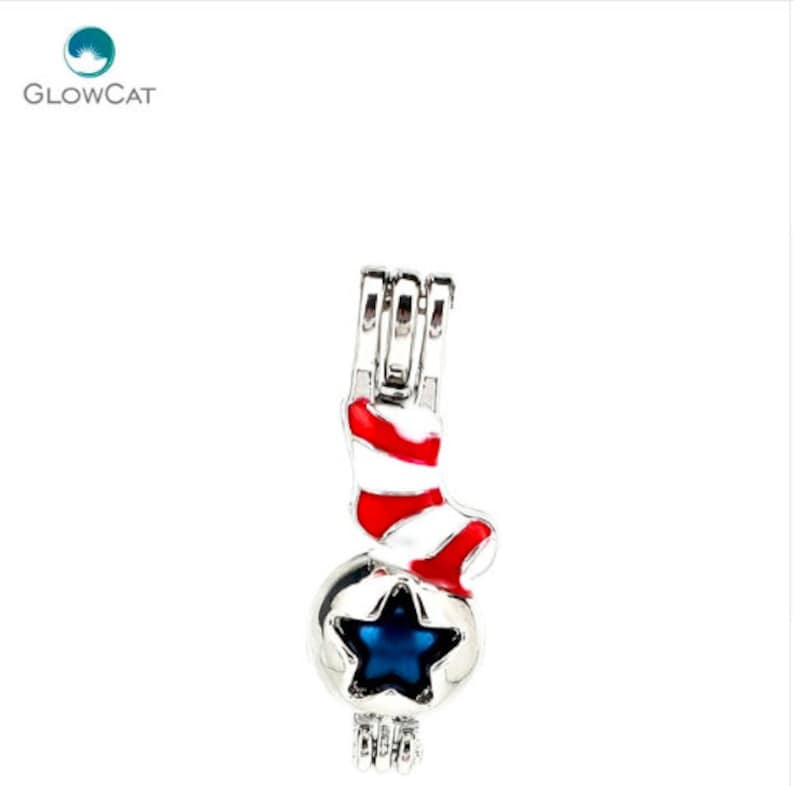 1 PCS Colorful Christmas Cage Pendant,Locket Charms,Colorful Christmas Pearl Cage White and Red Boots Socks Cage Christmas Beautiful Gifts,