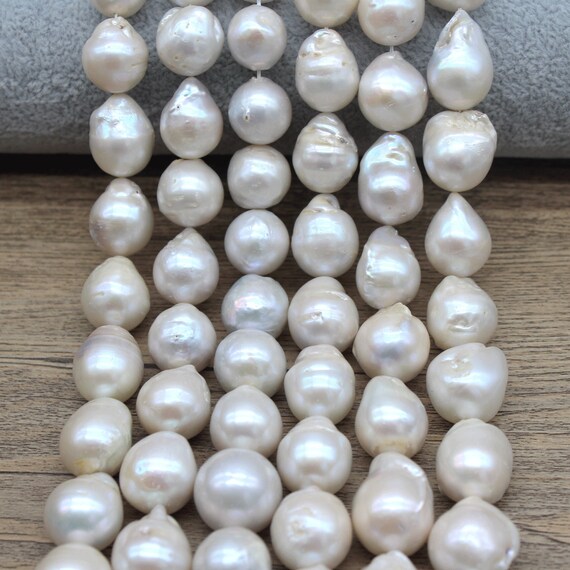 thumbnail image 2 of 14 Strands Natural Baroque White Freshwater Pearl Loose Beads – 8-9mm, Center-Drilled, Nickel-Free 2 of 6