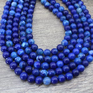 Royal Blue Stripe Agate Beads,Healing Agate Beads,Round Blue Agate Beads,Loose Agate Beads Supply,Wholesale Agate,Jewelry Making-4/6/8/10mm