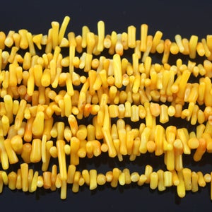 3x15mm Yellow Coral Beads,Loose Coral Beads Supply,Wholesale Branch Stick Coral Beads,Coral Beads for Jewley Making,Wholesale Beads,DIY-EN47