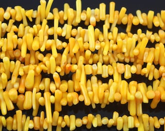 3x15mm Yellow Coral Beads,Loose Coral Beads Supply,Wholesale Branch Stick Coral Beads,Coral Beads for Jewley Making,Wholesale Beads,DIY-EN47