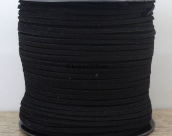 3mm Black Faux Suede Cord Leather,Lace Beading String for Bracelet Necklace Making,Jewelry DIY, Leather Supplies,Wholesale 36 Styles Cords