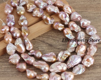 17-18x21-25mm Natural Pink Purple Pearl,Irregular Flameball Baroque Pearl,Loose Pearls for DIY Necklace/Bracelet/Earrings,Wholesale-YHZ004-2