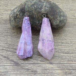 Purple Quartz Pendants,Healing Quartz Crystal Pendants,Raw Purple AB Crystal For DIY Jewelry,Titanium Quartz Spike Pendants Supply-NR102