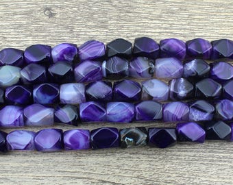 12x15mm Faceted Agate Beads,Purple Agate Hexagon Bead,Loose Beads Supply,Wholesale Purple Bead,Bead For Necklace Making,Two Tone Beads-EN171