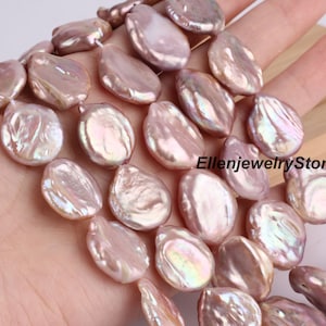 16-18mm Freshwater Button Pearl,Natural Peach Pink Pearls,Loose Pearl Strand Supplies,Wholesale Pearls,Coin Pearls forJewelry Making-NK002-1