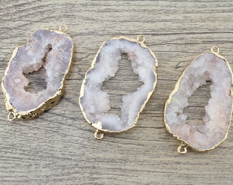 1 Stück natürlicher Druzy Geode Stecker,Titanium Geode Quarz Druzy Stecker,Kristall Drusy Edelstein Stecker,Achat Scheibe Charme,Großhandel-NR006