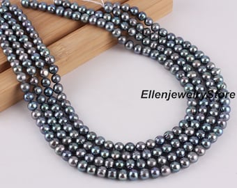 8-9mm High Luster Black Natural Freshwater Pearls,Loose Peacock Black Round Pearls,DIY Black Pearls Jewelry,Wholesale Pearls,Pearls Gifts