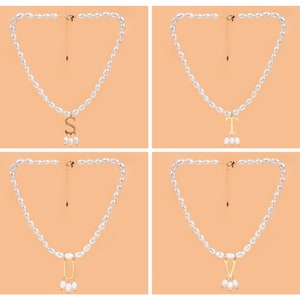 Anne Boleyn Halskette, benutzerdefinierte Halskette Schmuck Gold Initial Pendent Perlenkette, Geschenke für sie personalisieren Bild 9