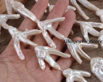 Unique Chicken Feet Pearls,Natural White High Luster Freshwater Pearl for Jewelry Making, Chicken Feet Pearl for Necklace Earrings-AM001