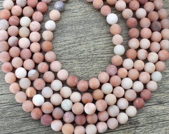 Matte Aventurine Beads, Frosted Round Pink Aventurine Beads, Natural Gemstone Beads, 6/8/10mm Beads Beading Supplies Jewelry Making-15.5inch