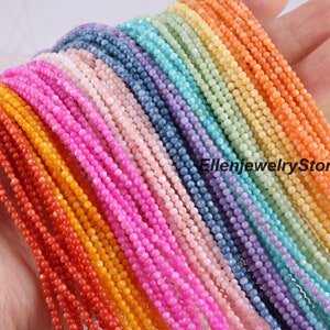 Mini cuentas de concha natural redondas de 2 mm, cuentas de piedras preciosas redondas y lisas de tamaño pequeño, cuentas sueltas para hacer joyas, joyas de bricolaje, hebra completa de 15 &#39;&#39;, BK001