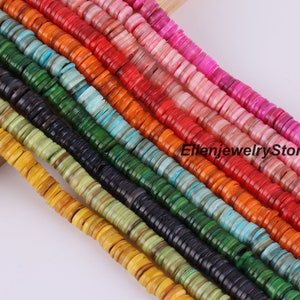 2x8mm Natural Shell Heishi Beads Disc Beads,Multi-colored Heishi Bead for DIY Bracelet/Necklace,DIY Jewelry,Wholesale Bead-15.5 inches-BK003