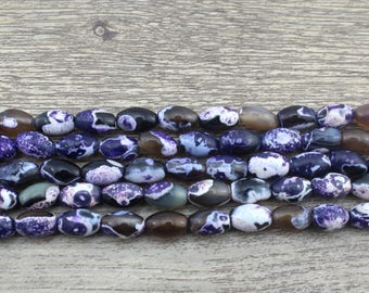 Delicate Oval Gemstone Beads,Purple Black Fire Agate Beads,Wholesale Loose Agate Beads,Full Strand Supplies,For DIY Jewelry Necklace-EN158