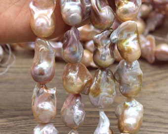 Perle Di Perle D'acqua Dolce Barocche Viola Scuro Rosa 7-8x8-9 Mm - Foto 5