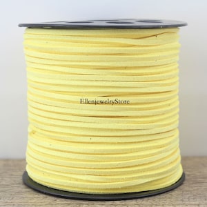 Light Yellow Faux Suede Cord: 3mm Flat Leather Lace for Jewelry Making