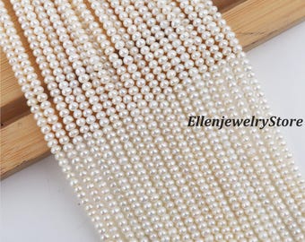3-4mm White Potato Freshwater Pearl Full Strand Supply,Wholesale,DIY Jewelry,Pearl Gift Making-XDZ0029