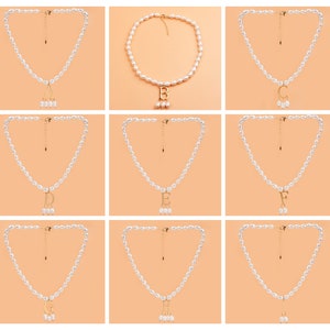 Anne Boleyn ketting, aangepaste ketting sieraden gouden eerste hangende parel ketting, personaliseren geschenken voor haar afbeelding 7