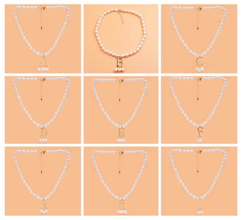 Anne Boleyn ketting, aangepaste ketting sieraden gouden eerste hangende parel ketting, personaliseren geschenken voor haar afbeelding 7