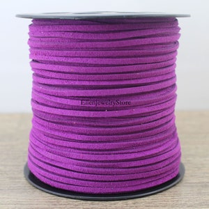 Cordino in finta pelle scamosciata viola, fornitura di cordini da 3 mm, cordino sciolto in finta pelle scamosciata per la realizzazione di bracciali/collane, gioielli fai da te, vendita all&#39;ingrosso di cordini, fornitura di cordini sciolti-A093
