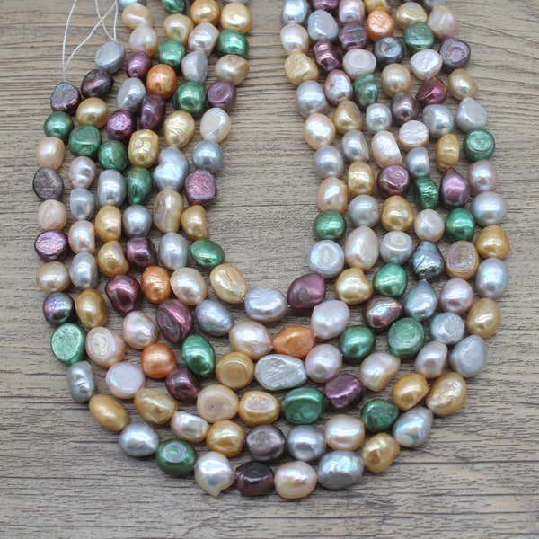 9-10MM Natural Freshwater Pearls,Multicolor Pearls Supplies,Wholesale Irregularly Shaped Pearls,  Pearls for Jewelry Making-36PCS-15.5inches