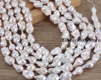 12-15x15-22MM Natural Freshwater White Baroque Pearl,Jewelry Making,Wholesale,DIY-16inches-21-22pcs-YHZ002-24