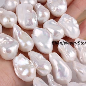 16-18x20-25MM Natural White Freshwater Pearls,Natural Flameball Baroque Pearls Strand,Pearl for Pearl Jewelry Making,DIY Pearl Gift-YHZ002-3
