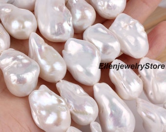 16-18x20-25MM Natural White Freshwater Pearls,Natural Flameball Baroque Pearls Strand,Pearl for Pearl Jewelry Making,DIY Pearl Gift-YHZ002-3